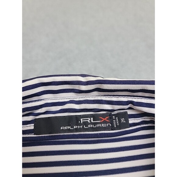 Ralph Lauren RLX Polo Shirt Mens XL Blue White Stripe Performance Golf Stretch - Picture 2 of 11